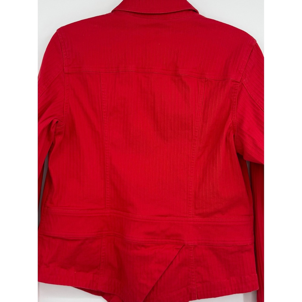 Coldwater Creek Women's Cotton Red Denim Button‎ Down Jacket 8 Casual Preppy Y2K - Picture 7 of 15